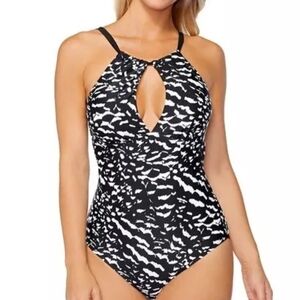 NWT Island Escape Black & White Swimsuit Size 12